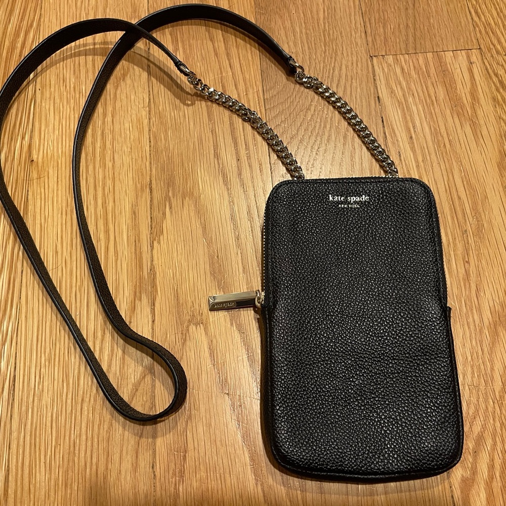 Kate Spade Black Textured Phone and Card Crossbody